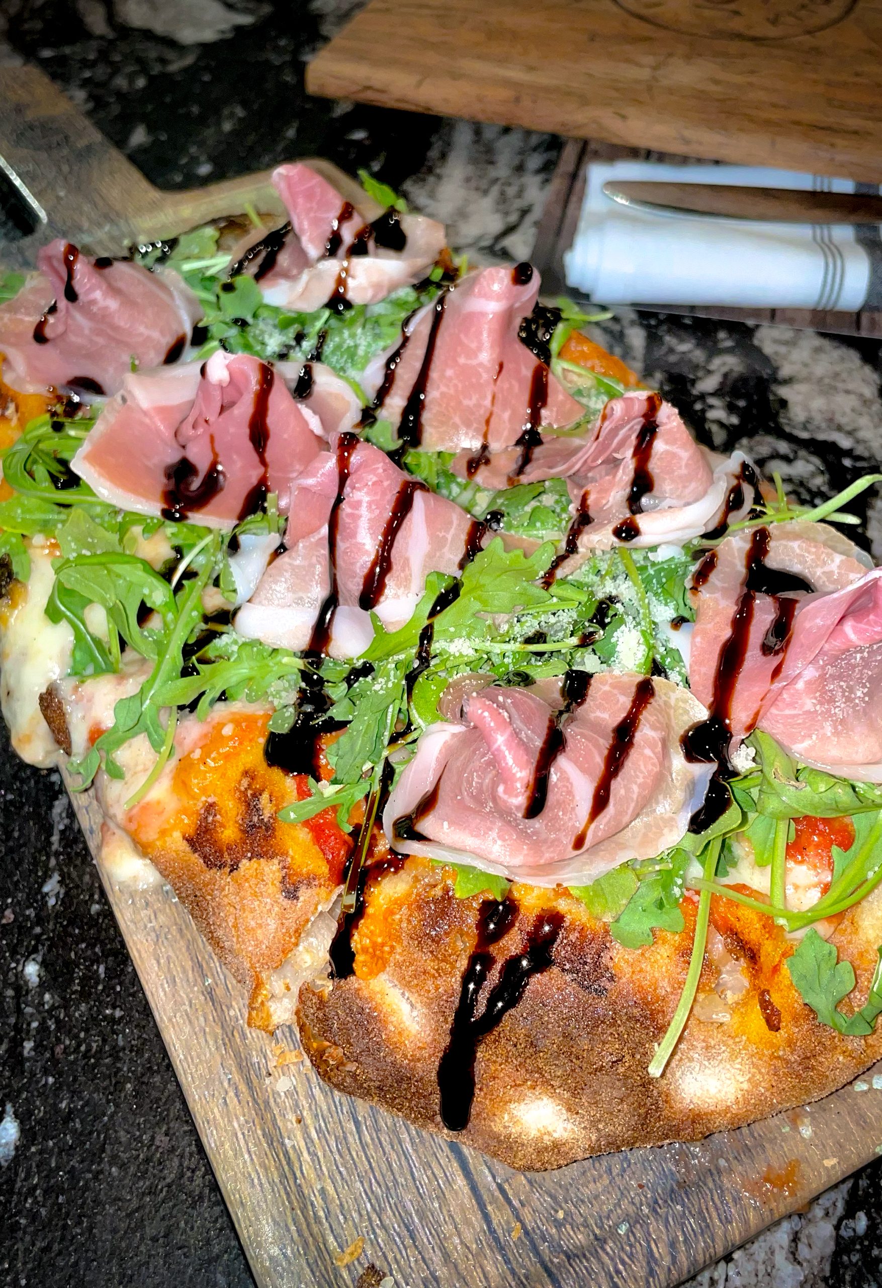 Prosciutto Arugula Pinsa